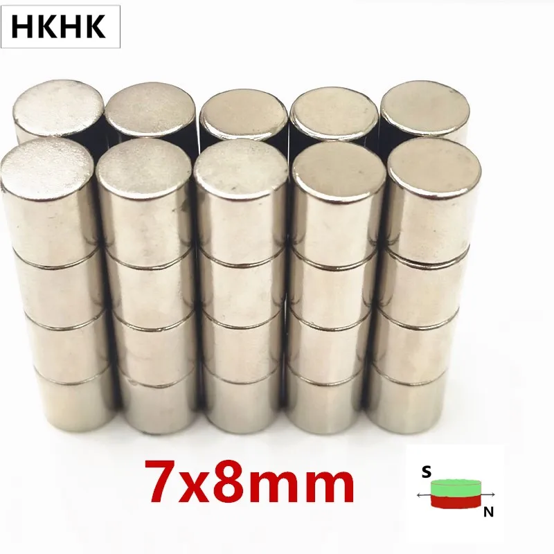 

100P 7mm x 8mm Small Round Neodymium Disc Magnets 7x8 Dia N35 Strong Rare Super Powerful Earth Magnet 7x8 mm magnetic stand