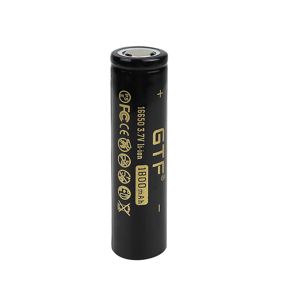 GTF 1800mAh 3.7V 16650 Lithium ion Rechargeable Battery ICR16650 li-ion cell baterias for led flashlight digital device