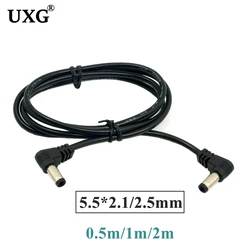 90 Degree Double Elbow DC Power 5.5 x 2.1mm / 2.5mm Male to 5.5 2.1/2.5mm Male Plug Cable Right Angled 90 Degree 50cm 1m 2m