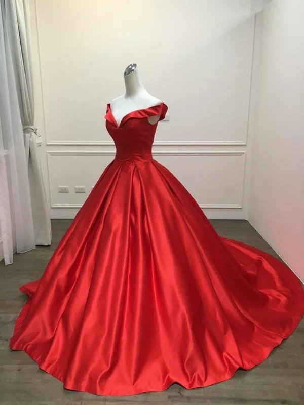 

Vinca Sunny Red Satin Prom Dresses 2023 V Neck Ball Gowns Cap Sleeve vestidos de formatura Backless Reflective Party Dresses