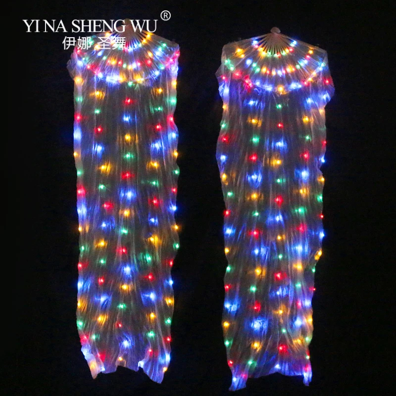 

1 pc / 1 pair Belly Dance LED Silk Fans 180x90cm Stage Performance Props Unisex Shining Rainbow LED Dance Fans 300pcs LED Beads