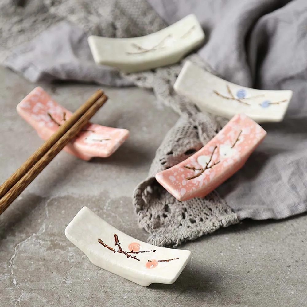 1 Pc Japanese Plum Blossom Ceramic Chopstick Holder Creative Kitchen Supplies Household Chopstick Holder Care Gadget