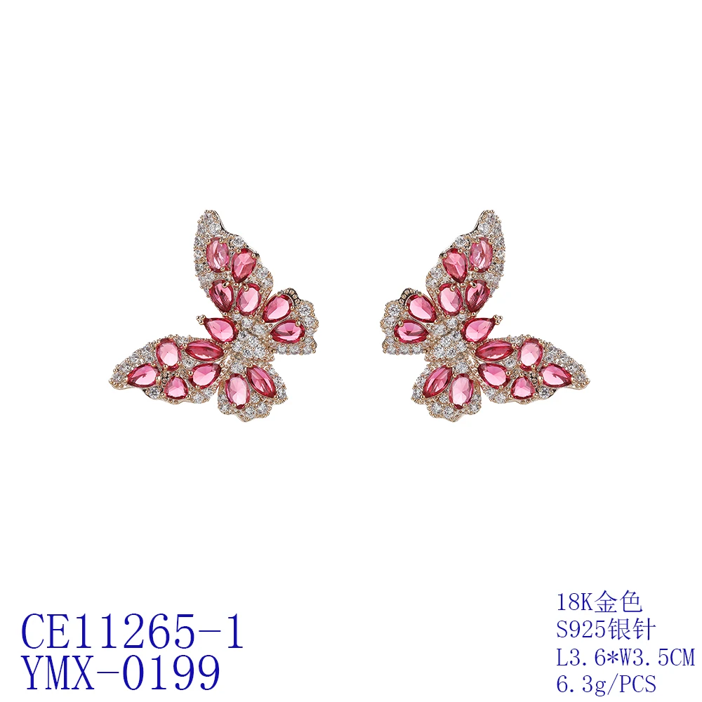 Cubic Zircon CZ Butterfly Earrings for Wedding, Crystals Drop Earring for Bride, Women Girl Birthday Party Jewelry CE11483
