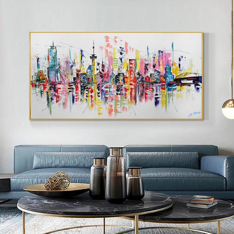 

RELIABLI Abstract Colorful City Pictures Canvas Panting Landscape Posters And Prints Wall Art For Living Room Home Decoration