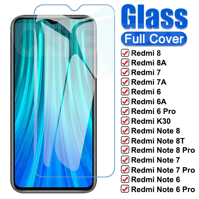 Protector de pantalla completa para móvil, vidrio templado 9D para Xiaomi Redmi 8, 8A, 7, 7A, 6, 6A, 10X Pro, Note 8T, 8, 7, 6 Pro