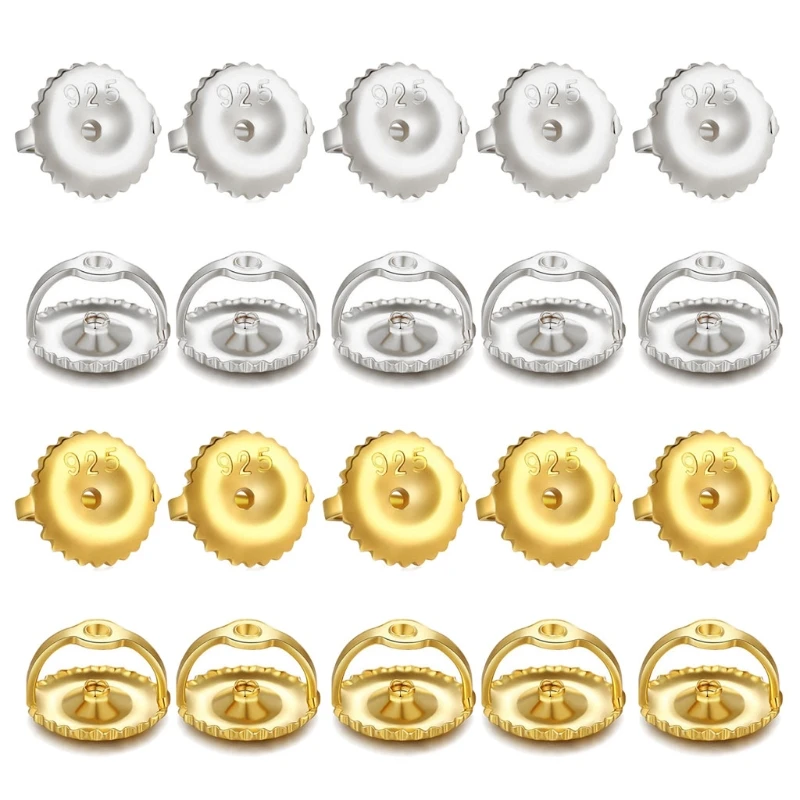 

5 Pairs Sterling Silver Screw on Earring Backs Replacements Hypoallergenic Secure Locking ScrewBacks for Threaded Post