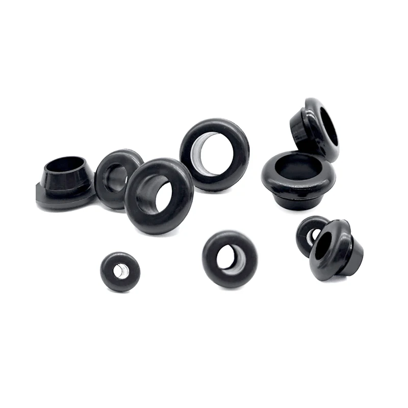 Black 4.5mm-30mm Rubber Snap-on Grommet Hole Plugs End Caps Bung Wire Cable Protect Bush