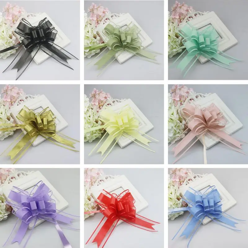 

10pcs/lot Gift Packing Pull Bow Ribbons Gift Wrapping Wedding Birthday Party Supplies Home Decoration DIY Pull Flower Ribbons