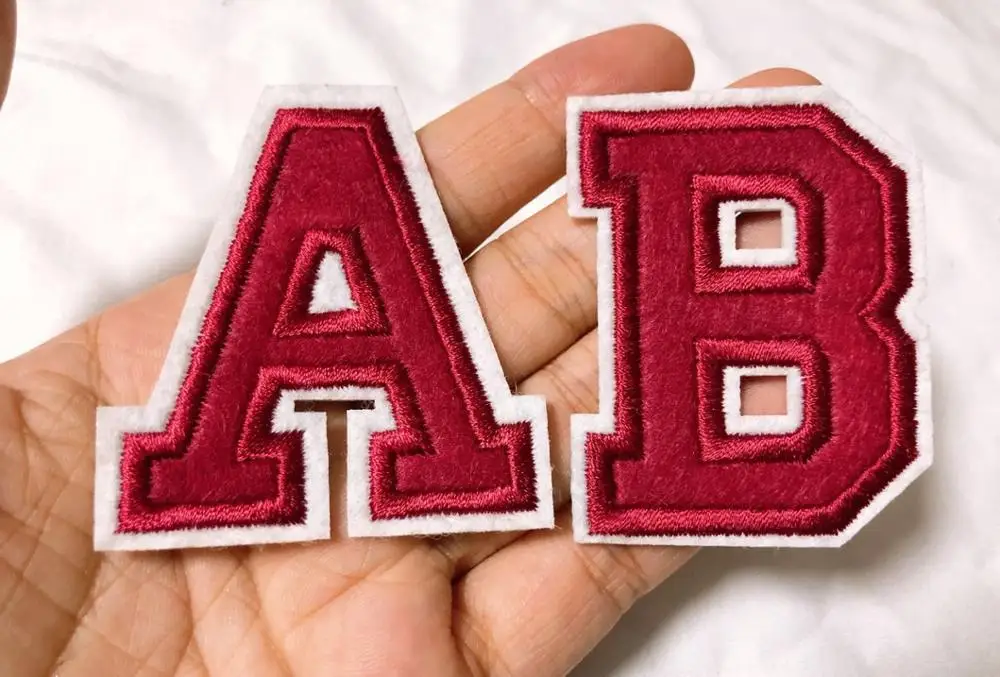 Red Embroidered iron on Letters Or numbers Applique Patch,Iron On Name Letters Patch for T-Shirt or Coat,Decoration iron on Patc