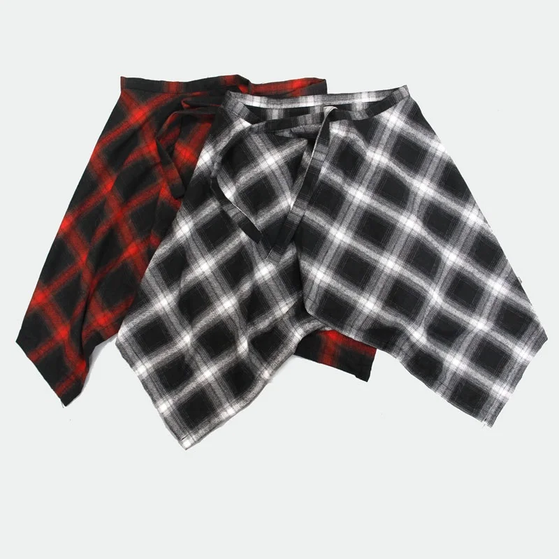 Hip Hop Irregular Men and Women Fake Shirt Hem Spring Autumn Plaid False Shirt Skirt Half-body Female Skirts Womens Jupe Saia