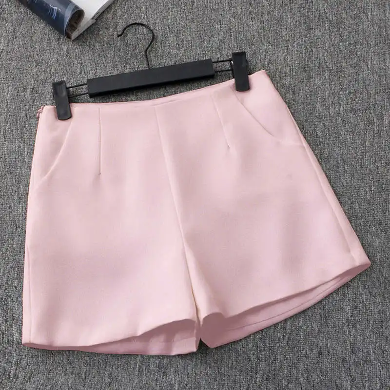 Summer Shorts For Women Thin Pink Black White Elegant High Waist Suit Shorts Women Bottoming Loose Wide Leg Casual Shorts C7284