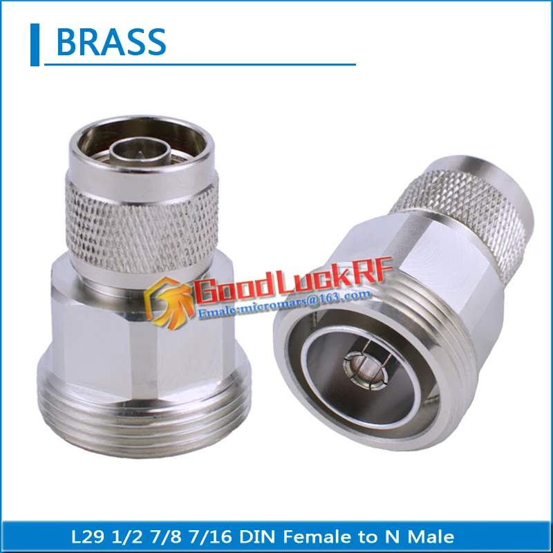 High-quality L29 1/2 7/8 7/16 DIN Female To N Male Plug Cable Connector Socket Jack Straight Brass Coaxial RF Connector Adapters