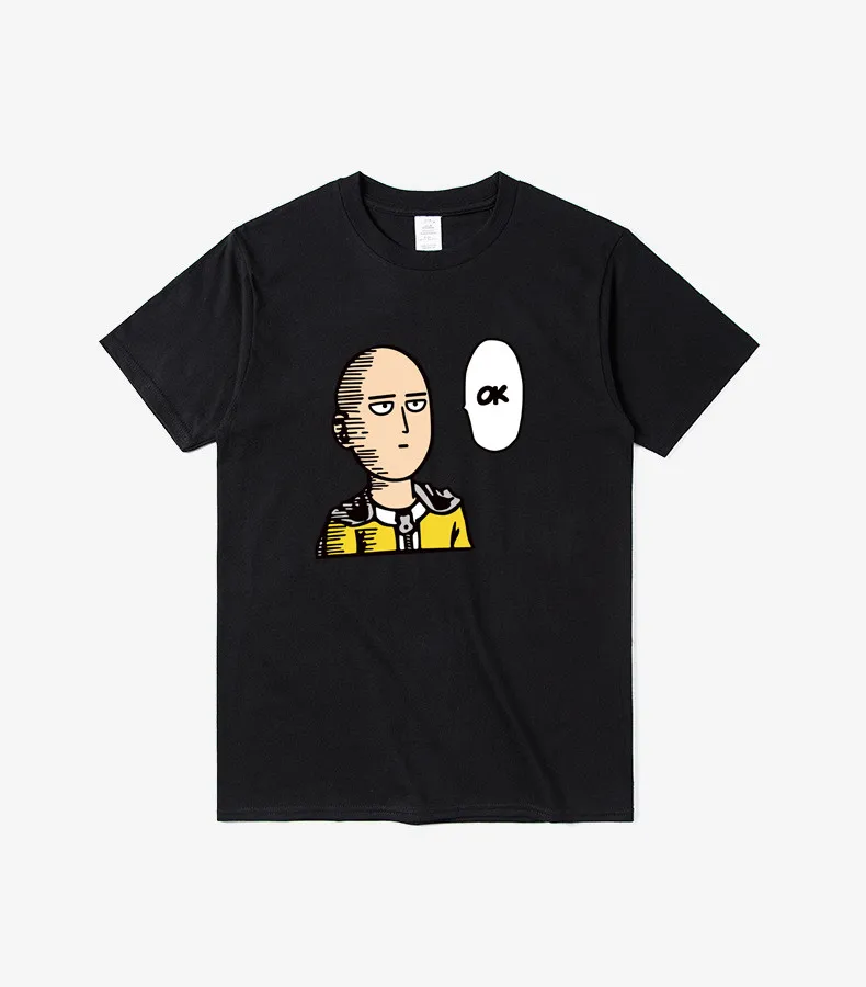 High Quality100% Cotton One punch man T shirts Wen Women Japanese anime Printed casual loose o-neck t-shirt Oversize tops