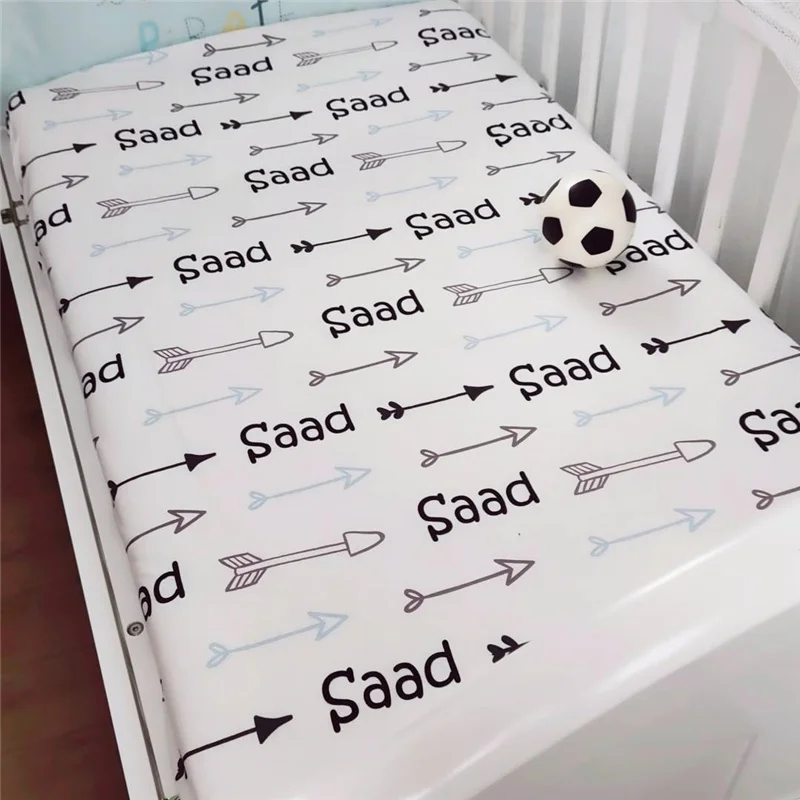 Personalised Standard Mini Babi Cot Crib Fitted Sheet Mattress Cover Cutom DIY Newborn Infant Bedding Set Baby Birthday Gift