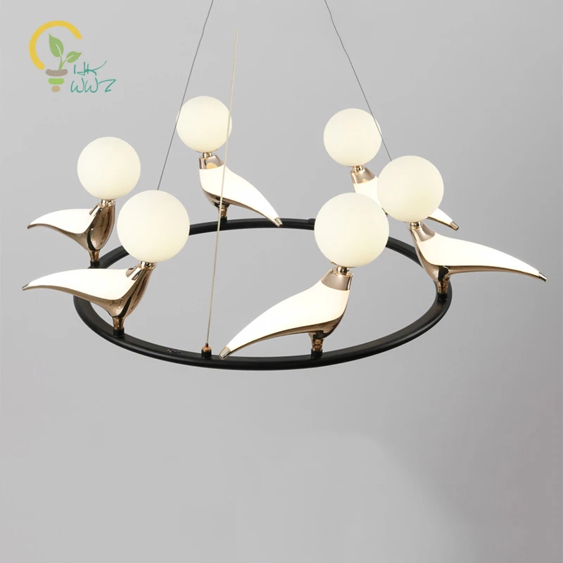 

95-220V Postmodern Bird Led Chandelier Lighting Kitchen Decor Fixtures living room bedroom Pendant Lamp Indoor suspension light