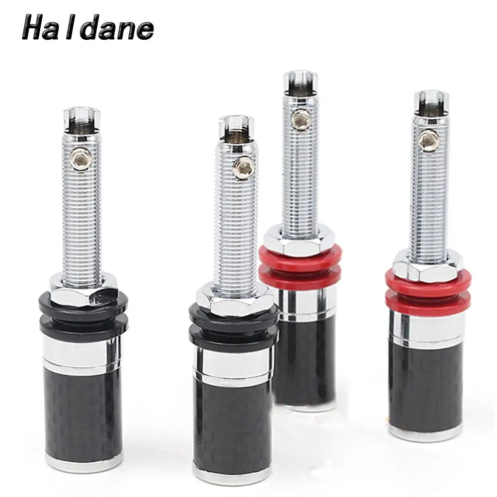 Haldane 4pcs HIFI Rhodium Plated Carbon Fber Couple Terminals Red Black Connector Amplifier Terminal Speaker Binding Post