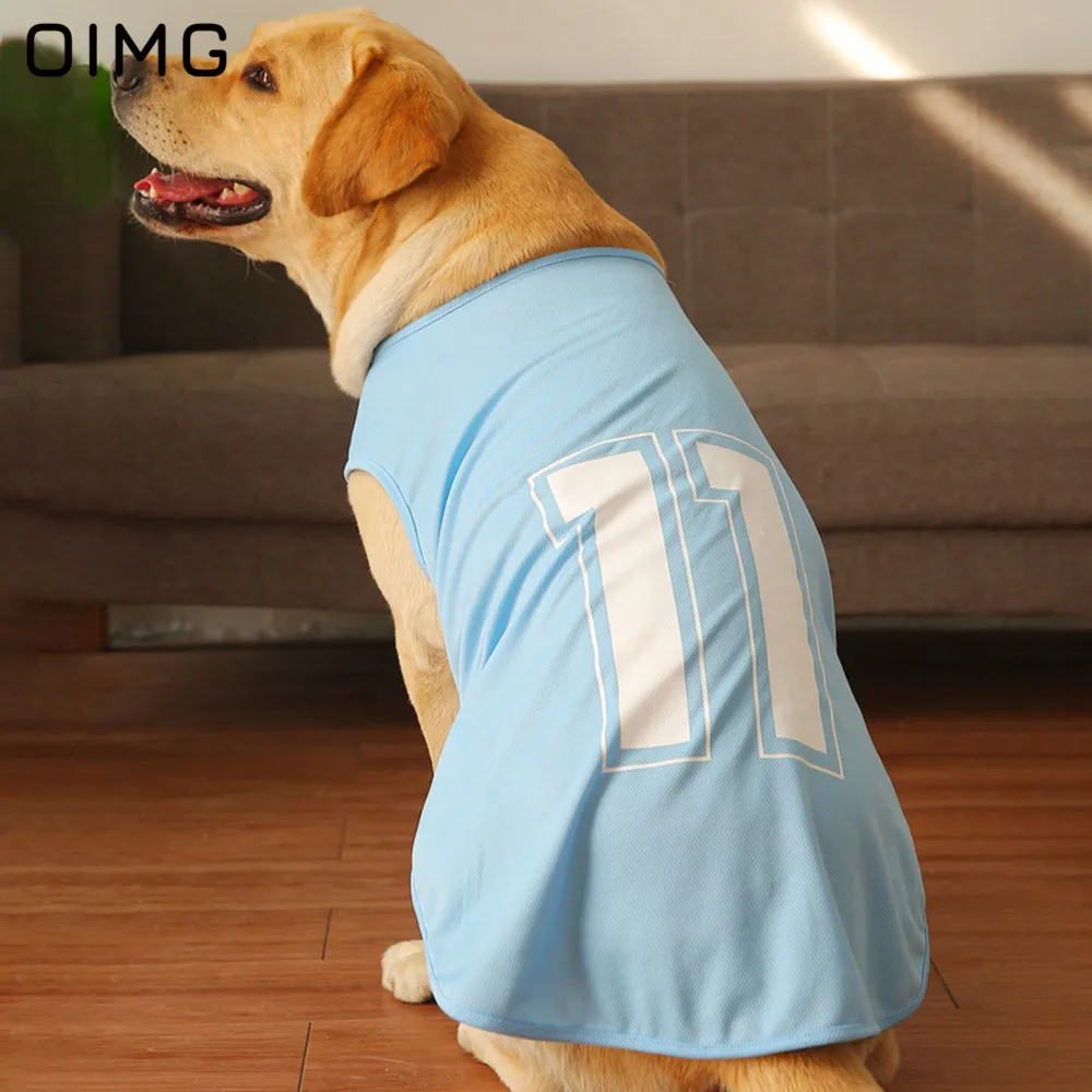 OIMG Numbers Printed Big Dog Sleeveless T-Shirts Golden Retriever Labrador Husky Sport Dog Jersey Breathable Large Dogs Clothes