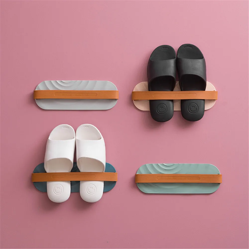 

5 Colors Bathroom Slipper Shoe Rack Household Wall Hanging Shoe Shelf Organizer Space Saving Creative Shoes Storage Storage Rack