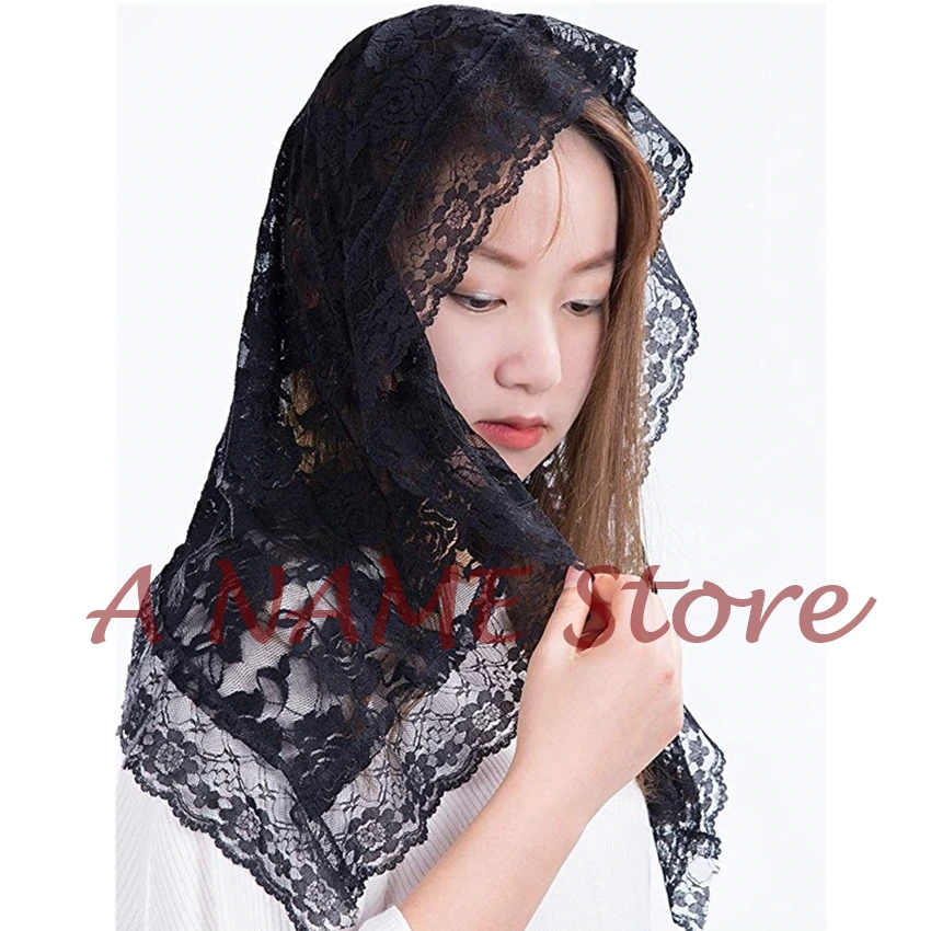 Infinity Mantilla veils Catholic for church little Girls' Kids Headcovering First Communion Lace Veil Small White Black mantille