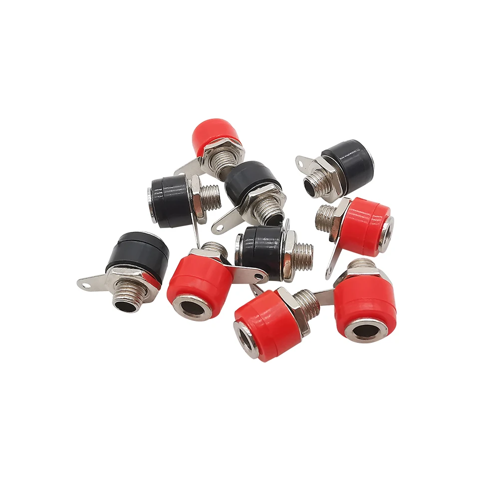 10Pcs 4mm Banana Socket Binding Post Banana Female Jack Connector Black Red