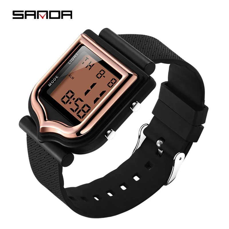 SANDA Sports Men\'s Watch Waterproof Electronic LED Watch Chronograph Outdoor Week Display Digital Wristwatch Relogio Masculino