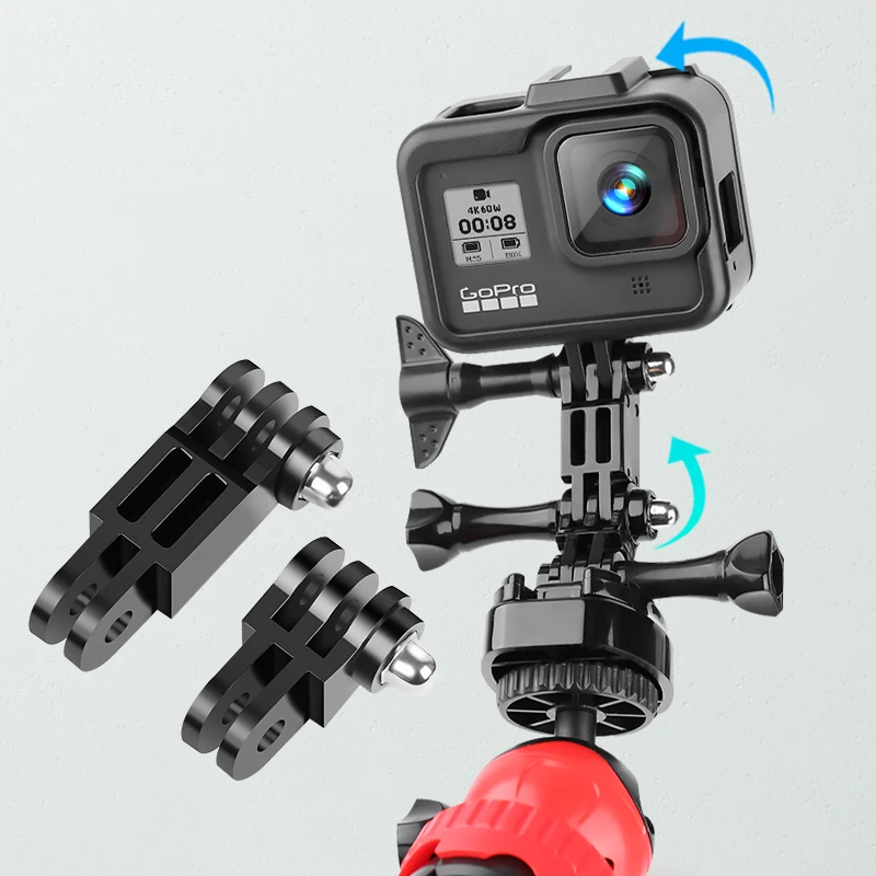 LANBEIKA per Gopro 10 9 8 7 6 adattatore Base per montaggio su superficie piatta curva custodia per batteria fibbia di sicurezza con gancio a J braccio di prolunga a vite lunga