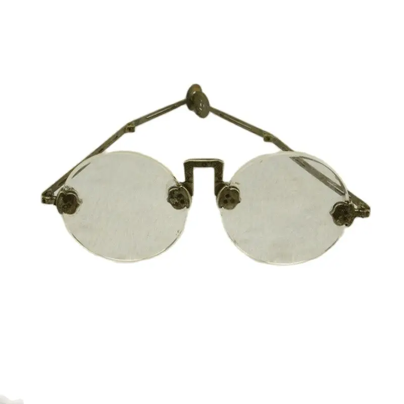 Old Shanghai Republican Style, Natural Crystal Glasses, Pure Copper Frame Sunglasses,Light Yellow Lenses