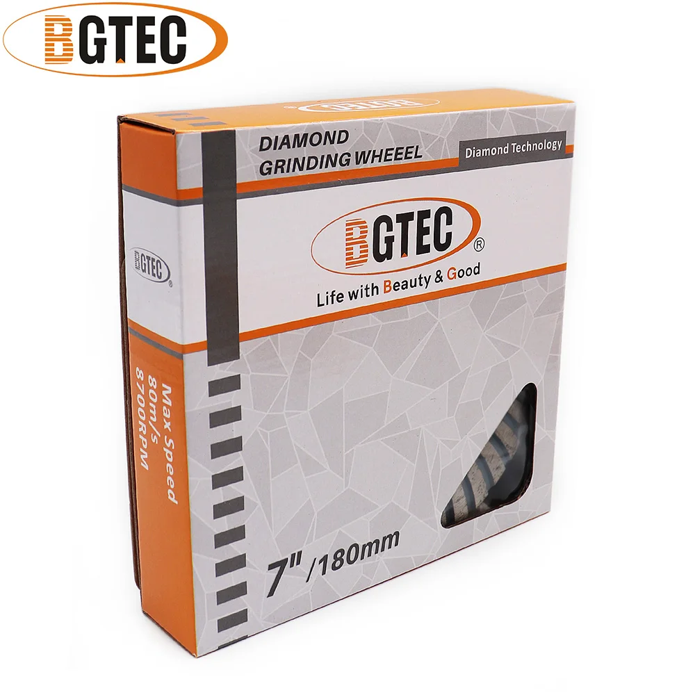 BGTEC 1pc 4\'\' 4.5\'\' 5\'\' 7\'\' diamond grinding wheels 5/8-11 Thread grinding disc for marble, concrete, construction material