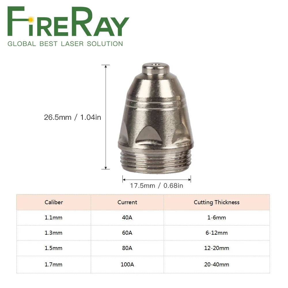 FireRay 10 قطعة P80 فوهة قطع البلازما عيار 1.1 مللي متر 1.3 مللي متر 1.5 مللي متر 1.7 مللي متر لملحقات آلة قطع البلازما