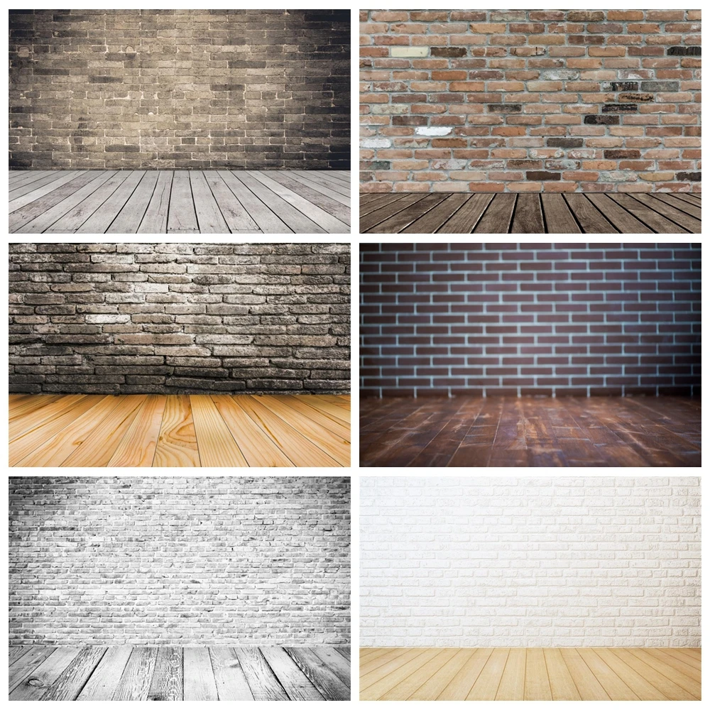 

Laeacco Brick Backgrounds Wall Wooden Flooring Baby Birthday Party Pet Doll Portrait Photography Backdrop Photocall Photo Studio