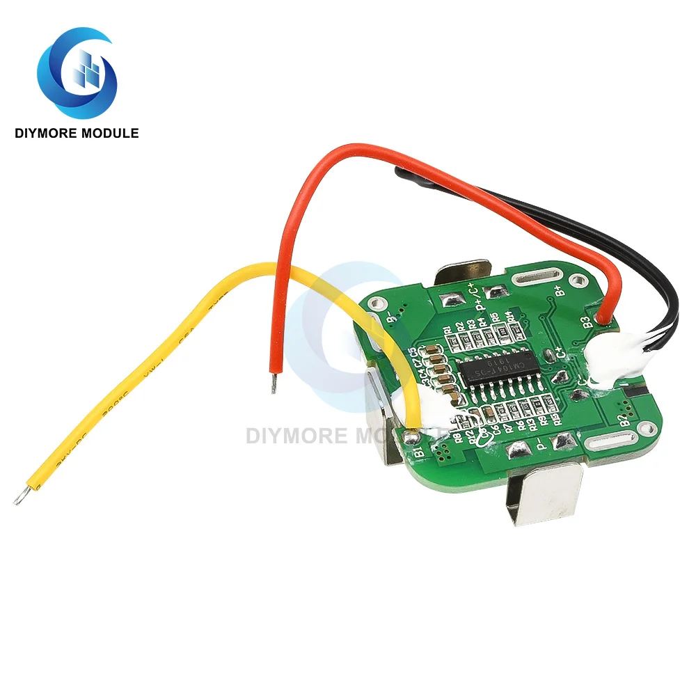 BMS 4S 14.8V 2MOS 18650 Lithium Battery Charging Protection Board DC Plug In with Cable For Power Bank/Electric Tools