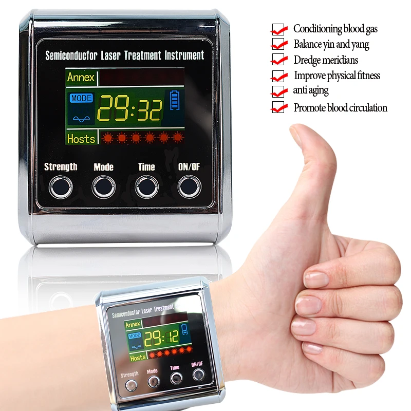 650nm Diode Physiotherapy Apparatus Laser Therapy LLLT for Diabetes Hypertension High Blood Rhinitis Treatment Laser Wrist Watch