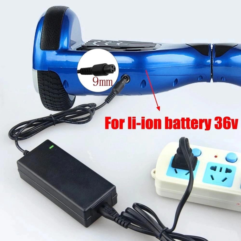 DC 42V 2A Universal Lithium Battery Charger 9mm 3 Pins For 36V Hoverboard Self-Balancing 100-240V AC Charge EU US Plug