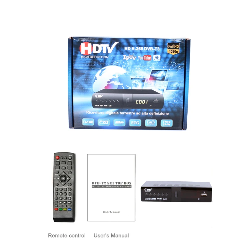 HD Digital DVB T2 TDT Terrestrial TV Receiver HEVC 265 DVB-T2 H.265 HD Decoder EPG Set Top Box Youtube LAN Scart For Spain Italy