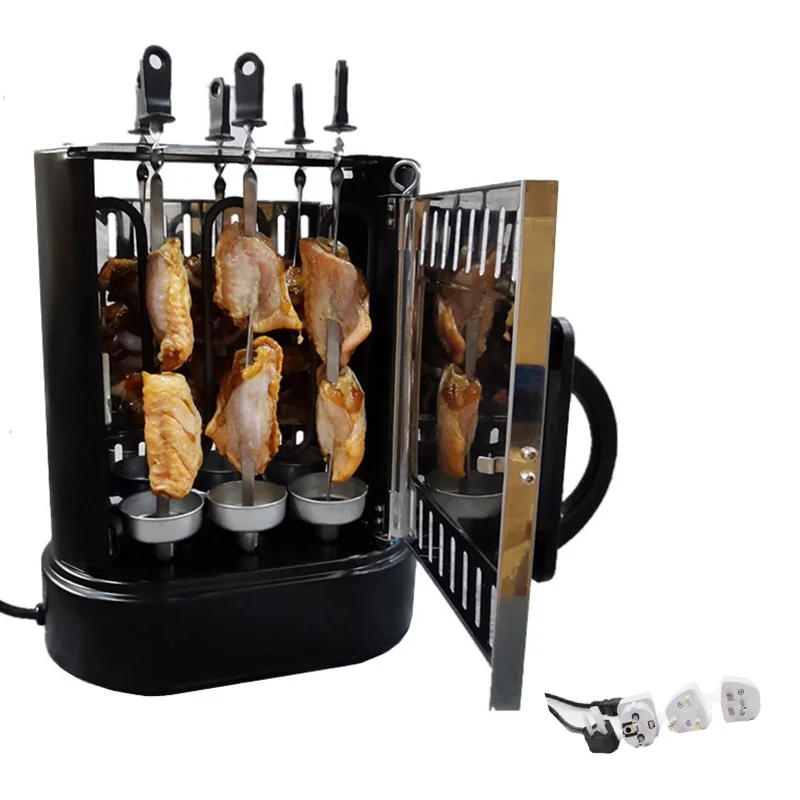 Electric BBQ Kebab Grill Machine Automatic Rotating Barbecue Smokeless Oven Rotisserie Roast Domestic Lamb Skewers Heating Stove