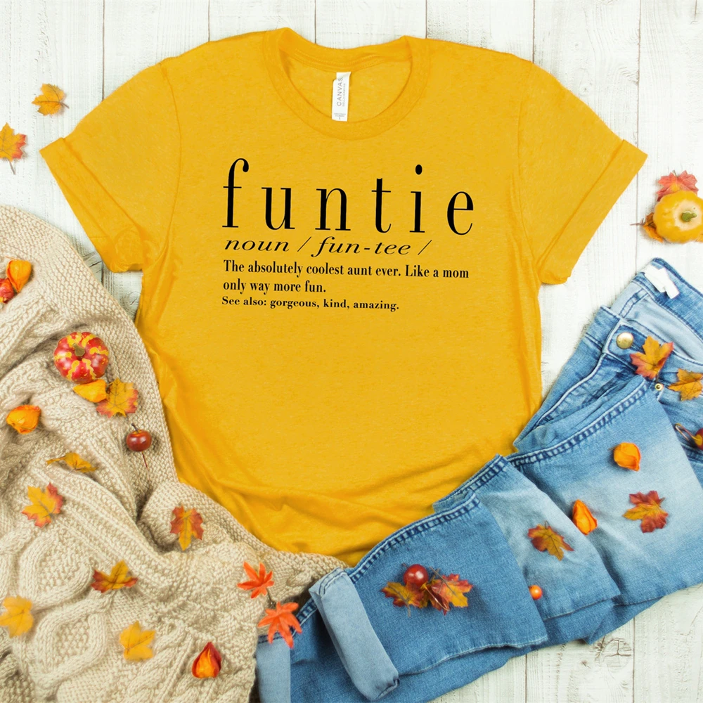 2020 Funtie Shirt Funny Aunt T-Shirt Cute Auntie Tees Best Aunt Ever Sayings Graphic Tee Aunt Gift Women Casual tshirt Tops