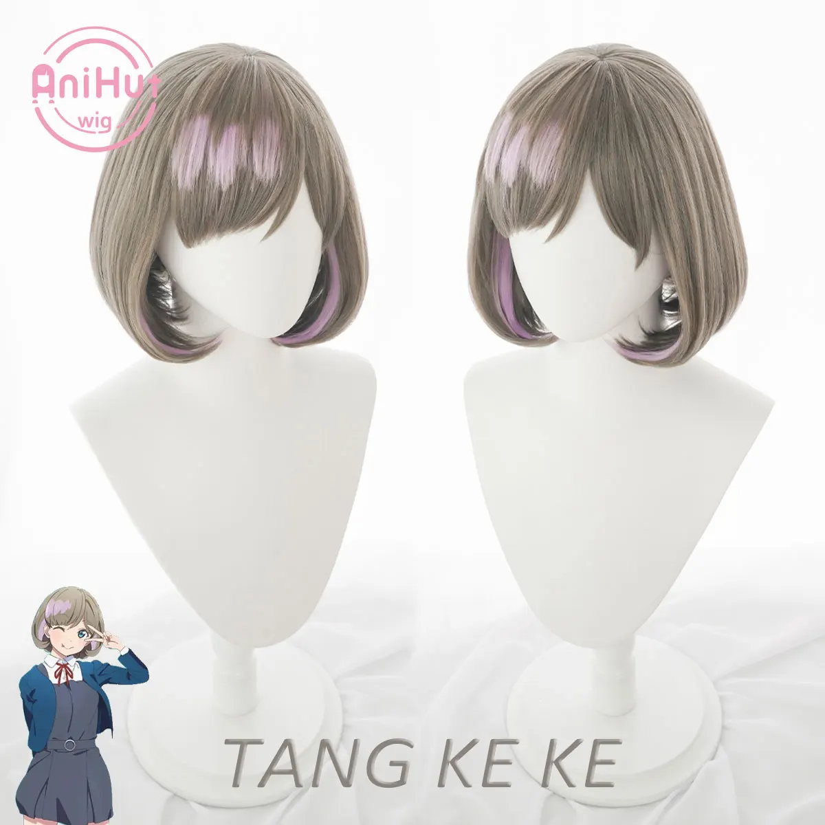 【Anihut】liella! Tang Keke Korte Cosplay Pruik Lovelive! Superstar!! Hittebestendige Synthetische Cosplay Haar Tang Keke