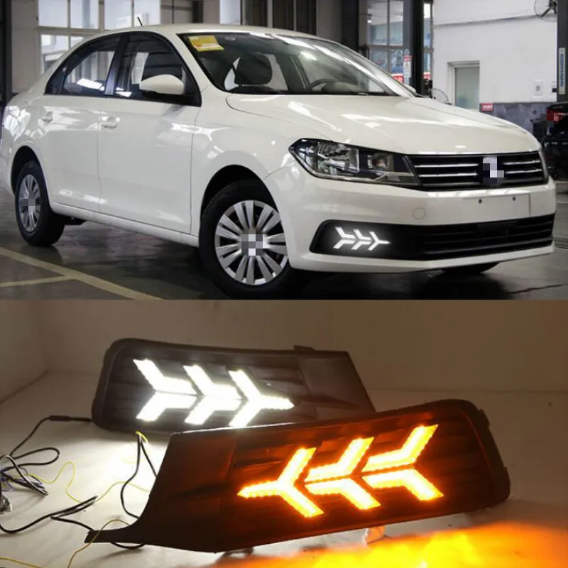 DRL daytime light Head Lamp For Volkswagen Santana Headlight 2016 Headlights LED Headlamp day running light