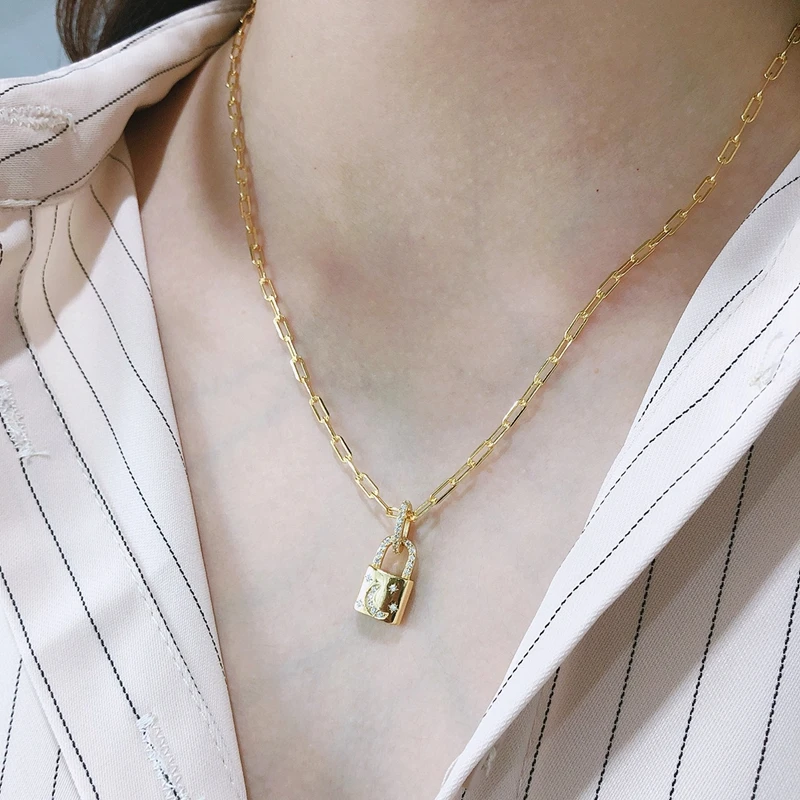 

Silvology Star Moon Lock Necklace for Women 925 Sterling Silver Zircon Luxurious Pendant Necklace Female Birthday Jewelry Gold