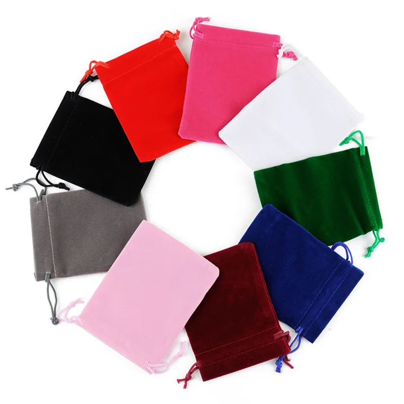 50Pcs 5x7cm 7x9cm 8x10cm 9x12cm Velvet bag Jewelry Packing Velvet Drawstring Pouches Gift Bags Christmas Wedding Velvet bag 77