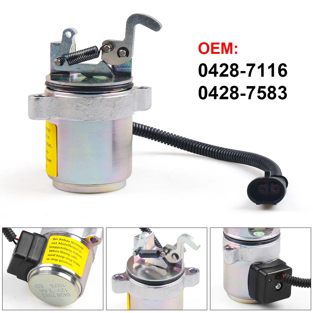 Nova válvula solenóide de desligamento de combustível 12V 04287583   0428-7583 0428-7116 Para motor Deutz 1011/2011