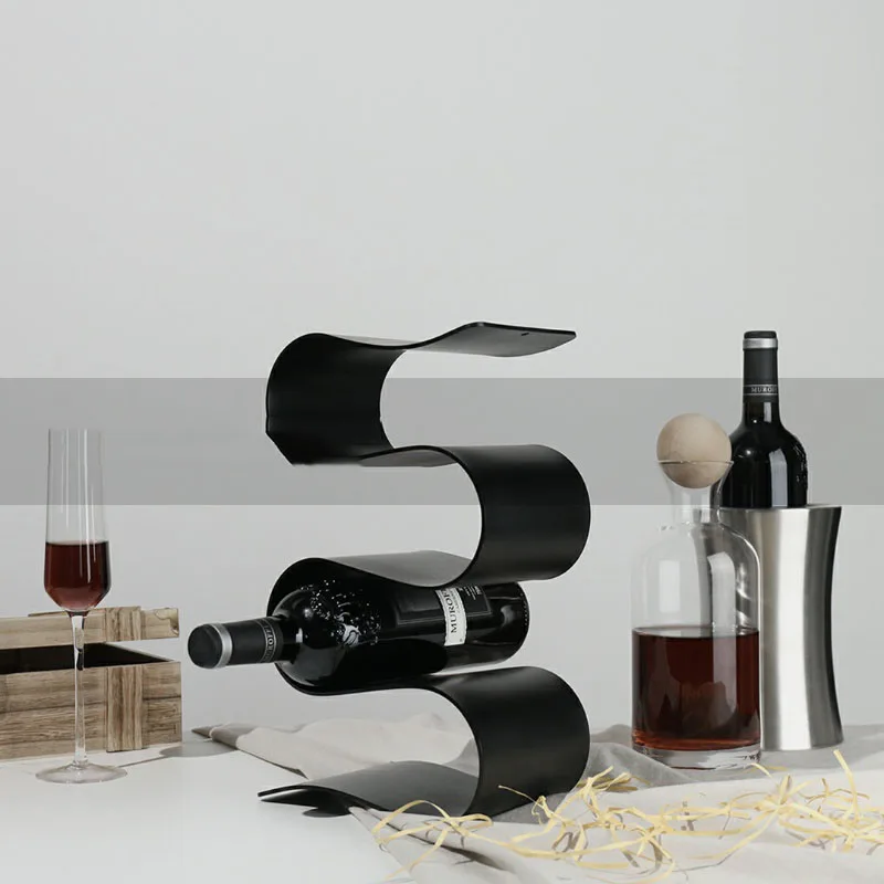 Modern Light Luxury Stainless Steel Wine Rack S Shaped Bar Hanger Hanging Decorative Rack Wine Table Top Decoration Wall Cabinet