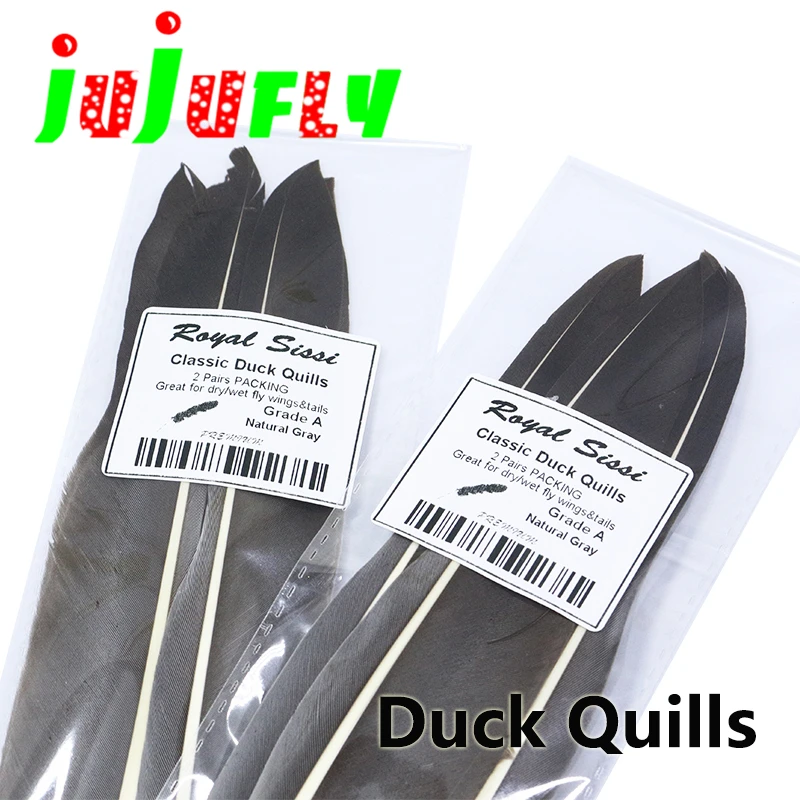 Premium 2pairs pack natural gray duck quills fly tying feathers classic wet fly wings tying materials soft than goose quills