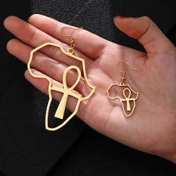 2025 Stainless Steel Steed Africa Map Big Foot Ankle Earrings Exaggerated Large Earrings Egyptian Nile Ethnic Exaggerated Gift