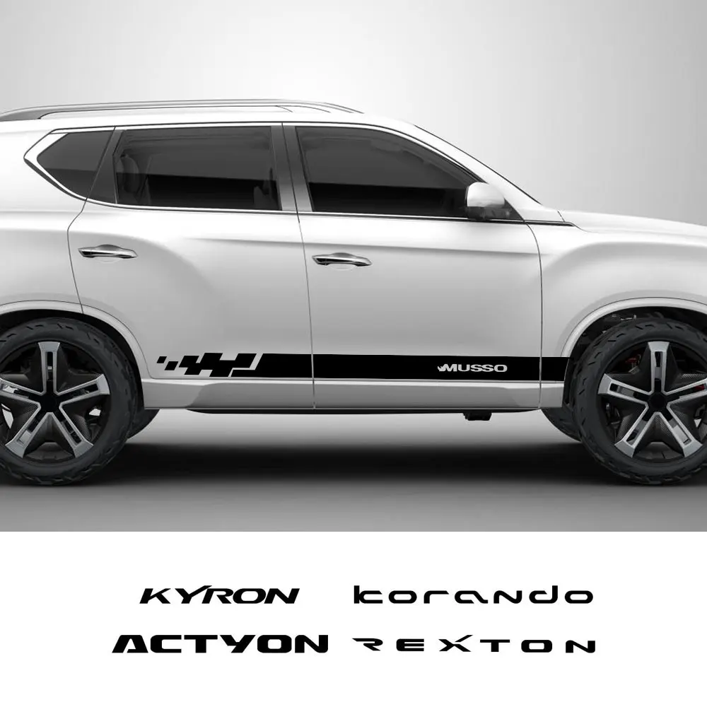 For SsangYong Rexton Korando Sports Tivoli Musso Kyron Actyon Car Door Side Stickers Automobile Wrap Decals Styling Accessories