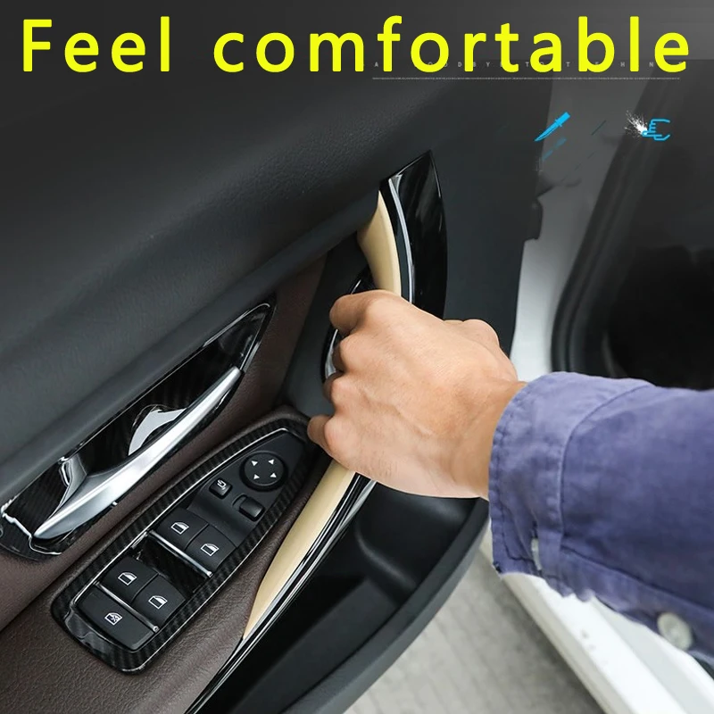 Car Interior Door Panel Grab Handle Covers Carbon Fiber Armrest Protective Trim Car Styling for BMW 3 4 Series GT F32 F34 F30 4