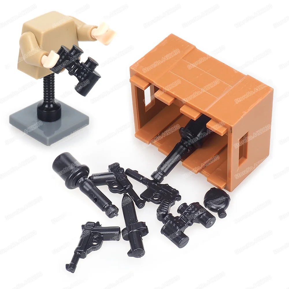 Military Assembly Shank Hand Bomb Building Block Moc WW2 Figures Weapons Equipment Kettle Gun Set Model Child Christmas Gift Toy