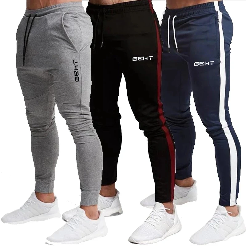 

2021 GEHT brand Casual Skinny Pants Mens Joggers Sweatpants Fitness Workout Brand Track pants New Autumn Male Fashion Trousers