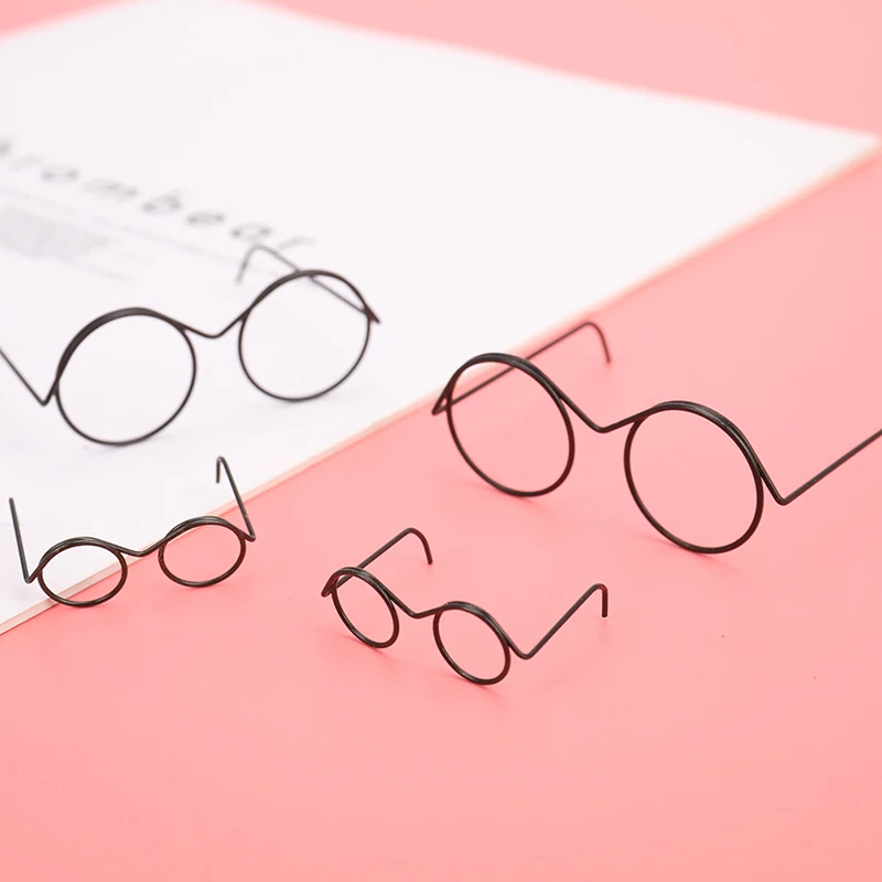 New 2PCS Black Top Selling Round Frame Lensless Retro Cool Doll Glasses For Doll 1/6 30cm Doll Accessories