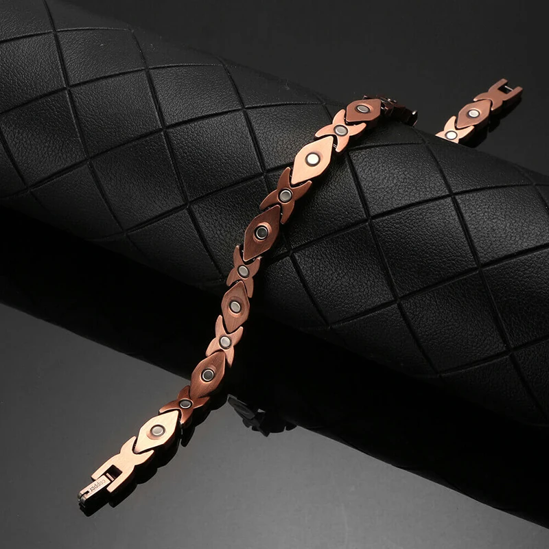 Oktrendy Red Copper Magnetic Bangle Bracelets with Natural Gem Stone Women Blue Stone Copper Magnetic Bracelet